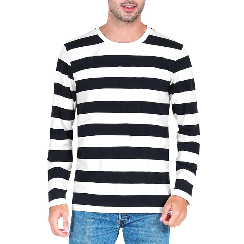 Men'S Spring Fashion - Contrast Stripe 3D Print Men Long