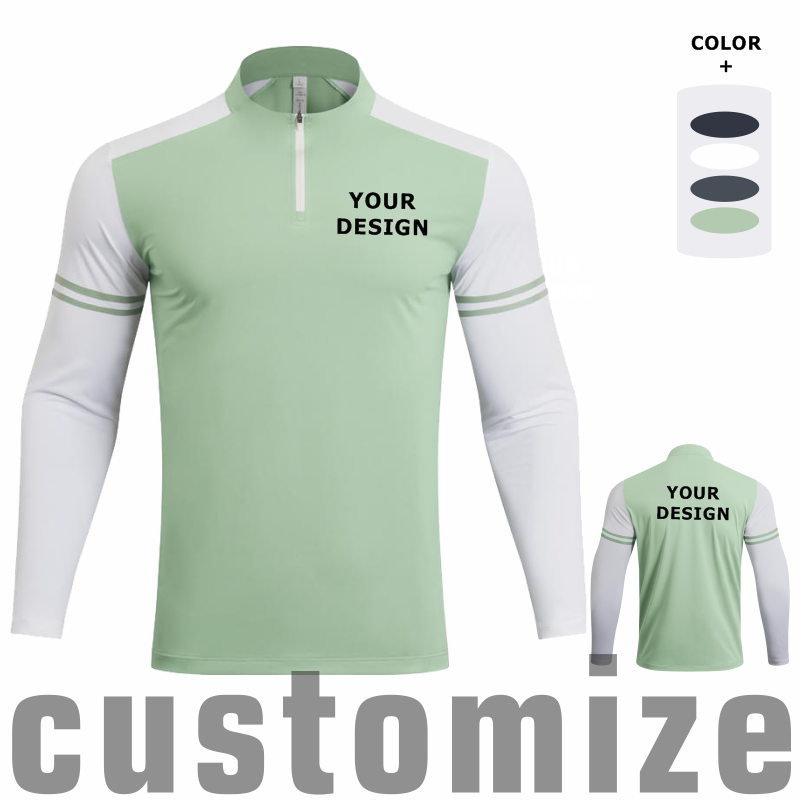 Men'S Fashion 2025 - Custom DIY Long-sleeved Half-zipper T Shirt
