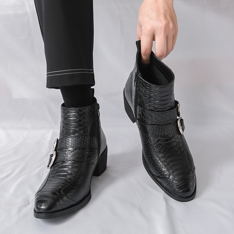 Men High Top Boots PU Belt Buc - Belt Mens Fashion recension och pris