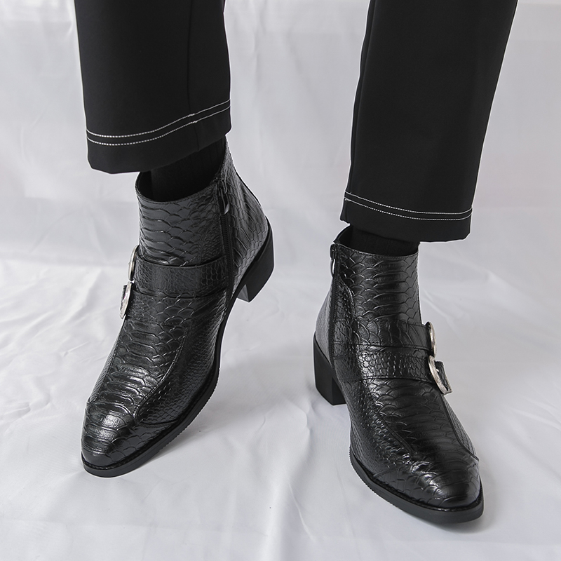 Men High Top Boots PU Belt Buc - Belt Mens Fashion recension och pris