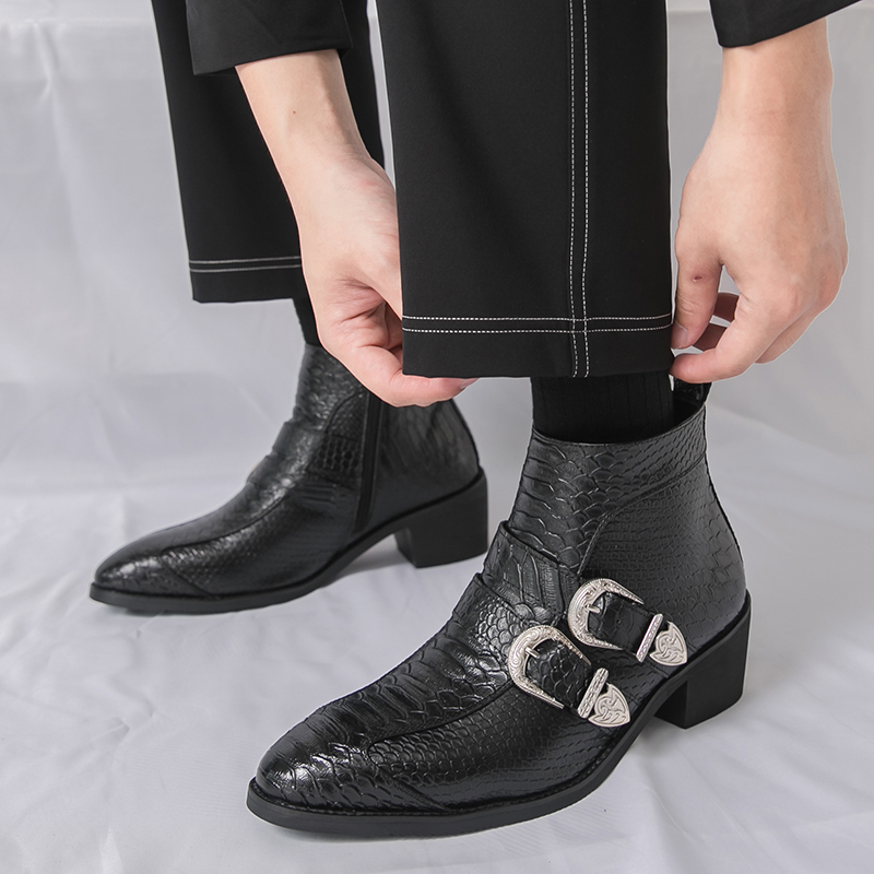 Men High Top Boots PU Belt Buc - Belt Mens Fashion recension och pris