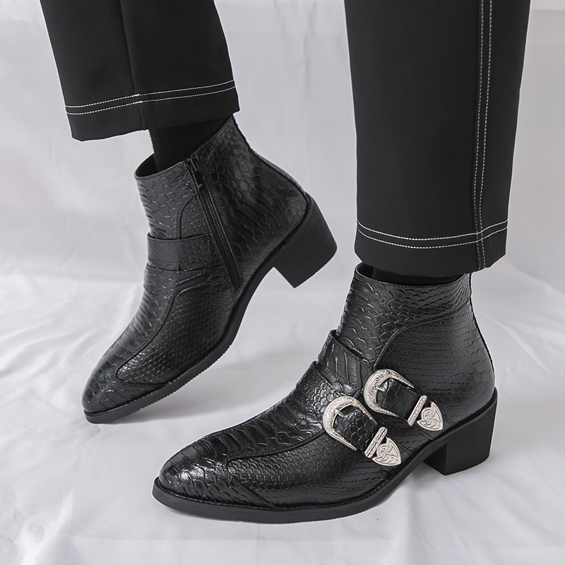 Men High Top Boots PU Belt Buc - Belt Mens Fashion recension och pris