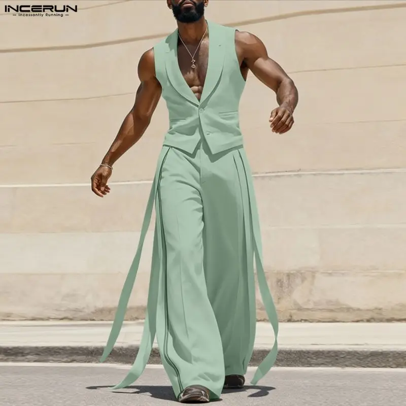 INCERUN Men Sets Solid Color V - Men'S Spring Fashion recension och pris
