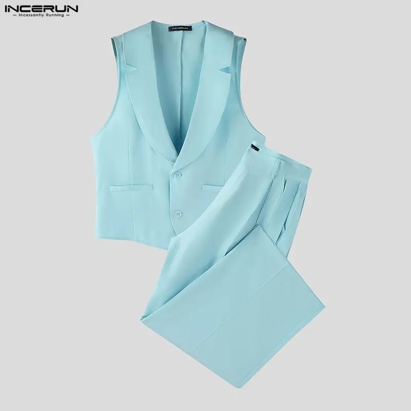 INCERUN Men Sets Solid Color V - Men'S Spring Fashion recension och pris