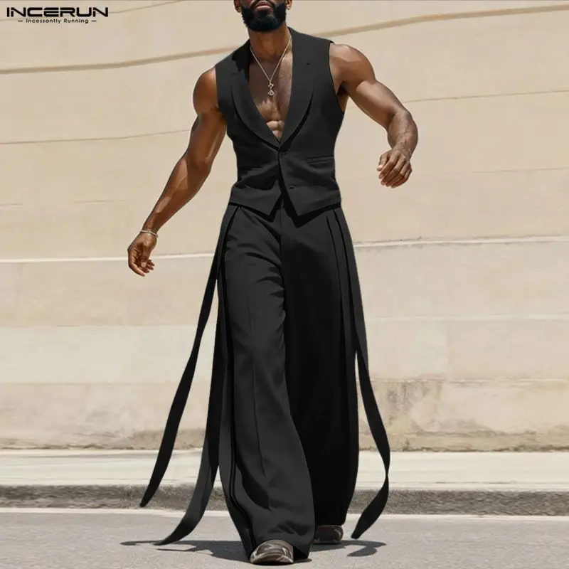 INCERUN Men Sets Solid Color V - Men'S Spring Fashion recension och pris