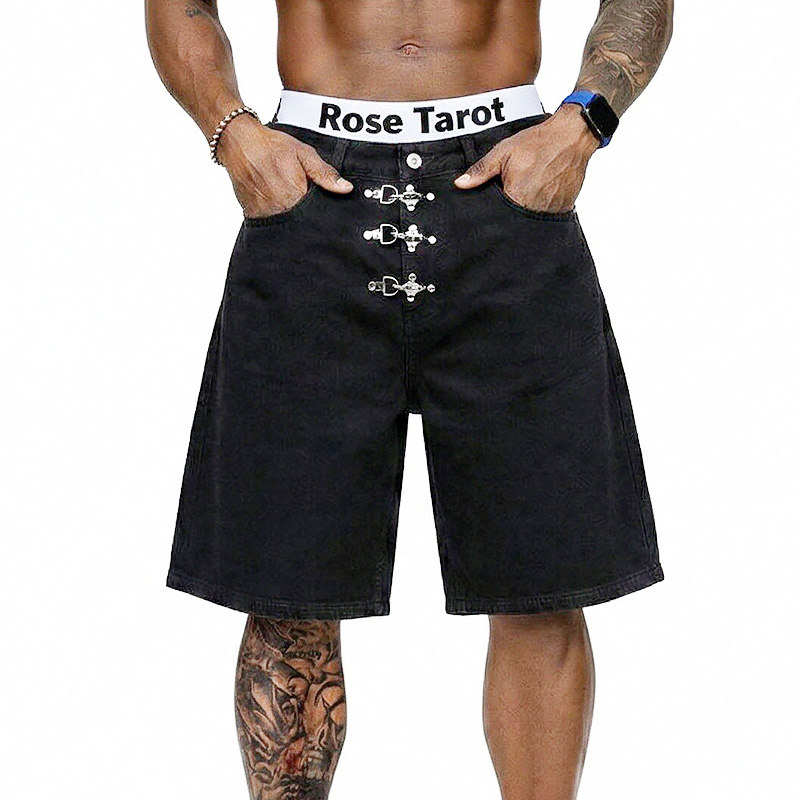 Metal Buckle Short Baggy Jeans - Jeans Pants Fashion Men recension och pris