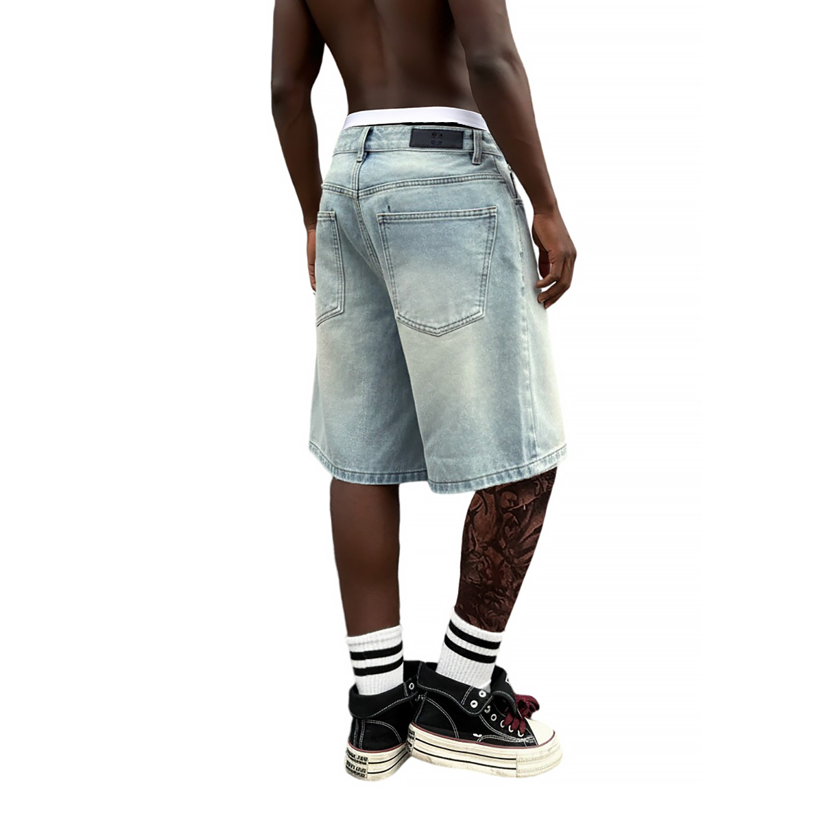 Metal Buckle Short Baggy Jeans - Jeans Pants Fashion Men recension och pris