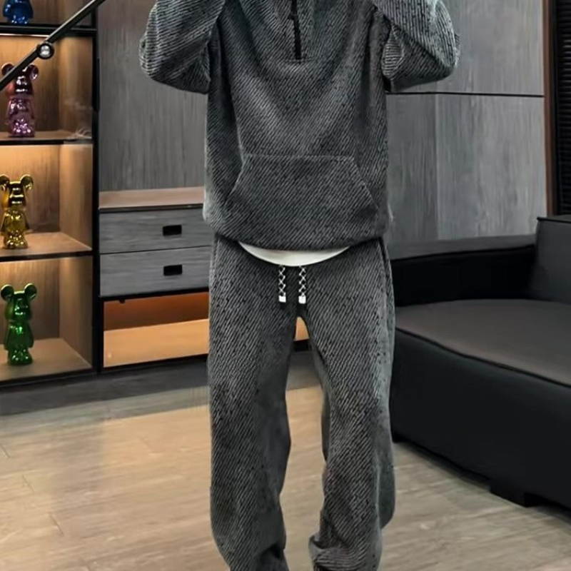 Men Striped Hoodie Set Thick F - Men'S Fashion Zipper Hoodie recension och pris