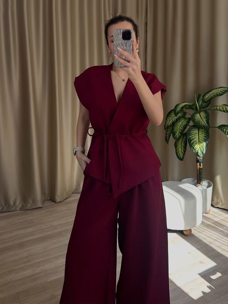 HH Women Pants Suit Solid V-Ne - Belt Mens Fashion recension och pris