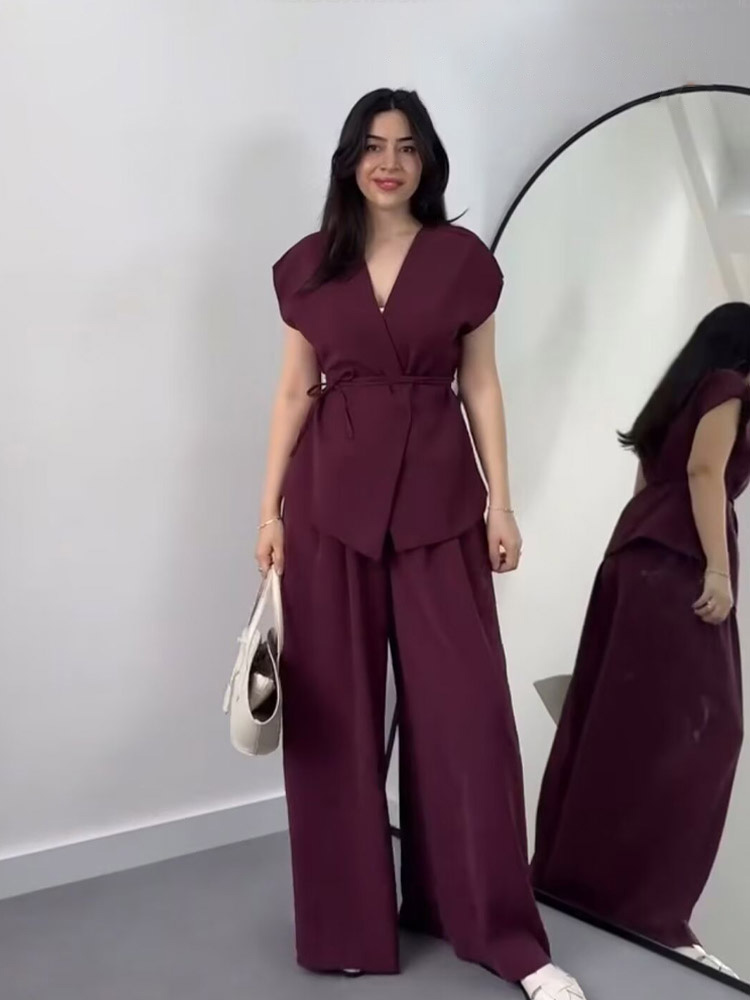 HH Women Pants Suit Solid V-Ne - Belt Mens Fashion recension och pris