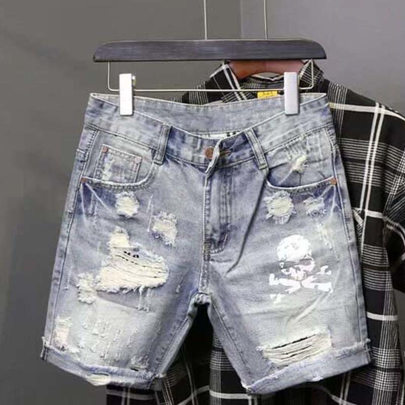 Summer Men's Worn Bead Hole Be - Jeans Pants Fashion Men recension och pris