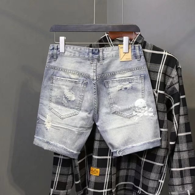 Summer Men's Worn Bead Hole Be - Jeans Pants Fashion Men recension och pris