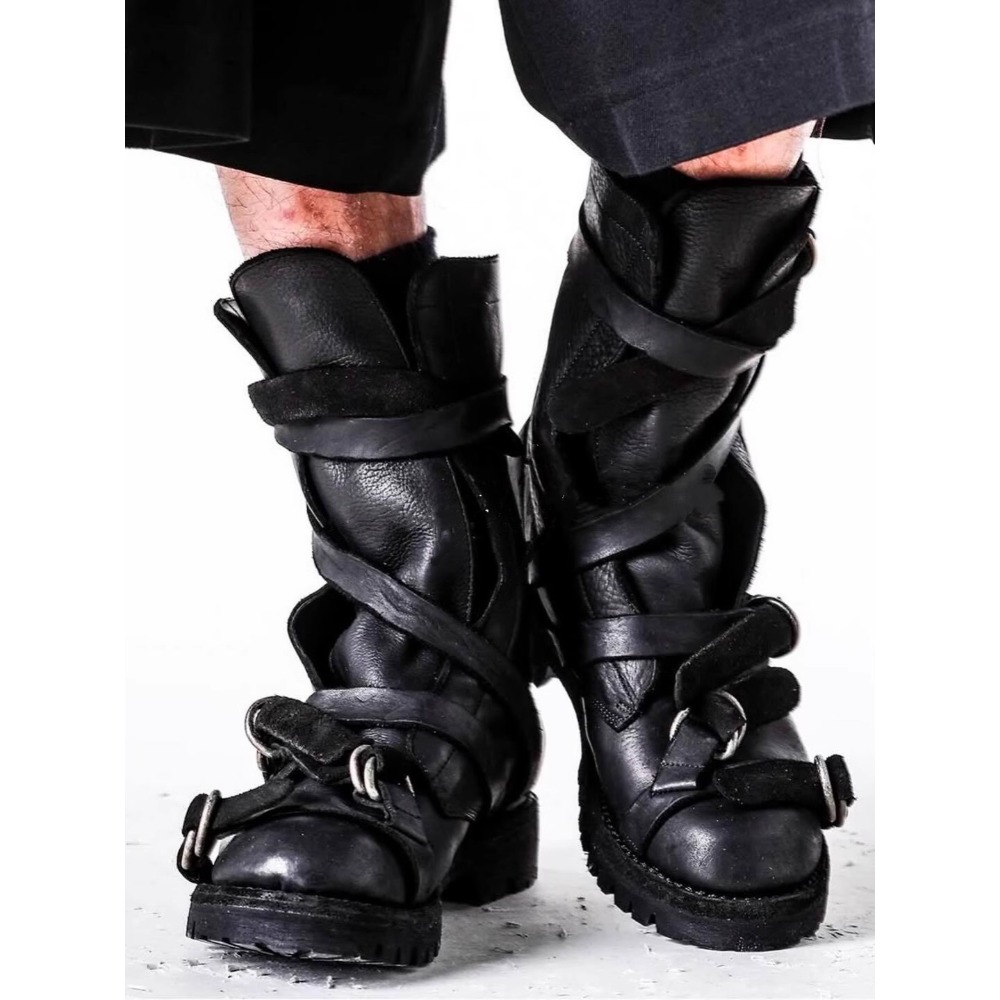 Men's Leather Motorcycle Boots - Belt Mens Fashion recension och pris